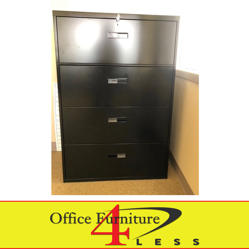 Black Lateral File Cabinet with Lock